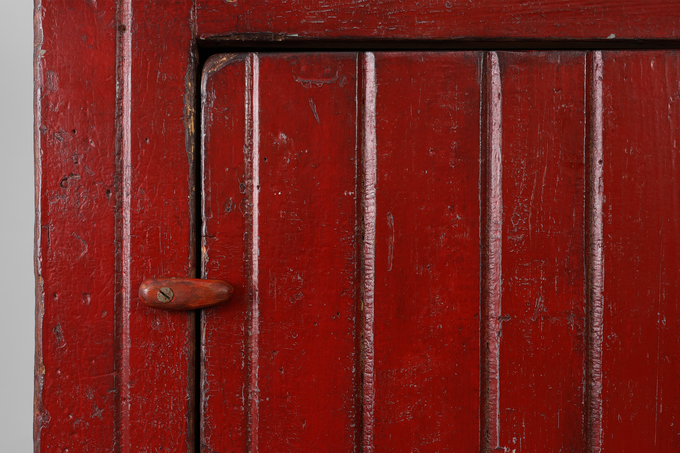 French 19th Century Red‑Painted Stepback Cupboard in Pinethumbnail